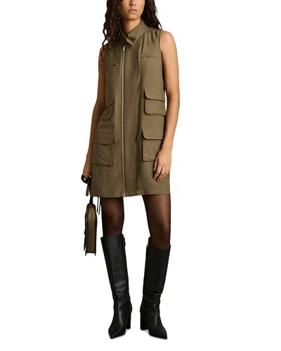 Reiss Utility Mini Dress In Khaki