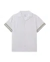 Reiss Mens White Contrast-cuff Short-sleeve Woven Shirt In White