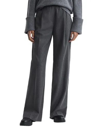 Reiss Grey Wool Blend Wide Leg Trousers