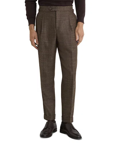 Reiss Vallance Classic Fit Herringbone Trousers In Brown