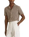 Reiss Tobacco Brown Zig-zag Knit Cuban-collar Shirt In Brown