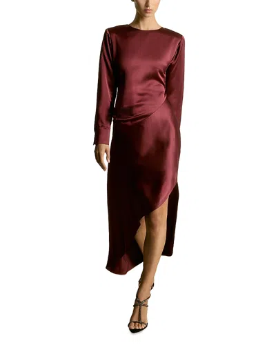 Reiss Valli Asymmetric Maxi Dress In Burgundy