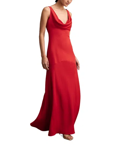 Reiss Vanessa Cowl Neck Maxi Dress In Red