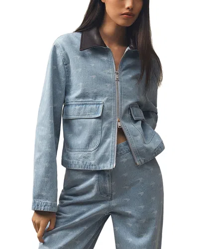 Reiss Vanessa Speedmark Interest Denim Jacket In Blue