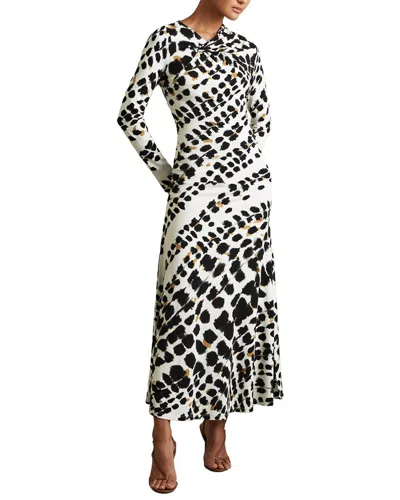 Reiss Vanita Printed Midi Dress In Gray