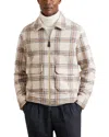 Reiss Mens Varena Checked Regular-fit Wool-blend Overshirt Stone In Gray