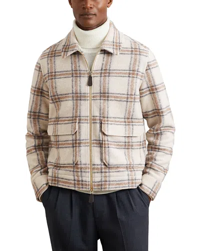 REISS VARENA LONG SLEEVED ZIP THROUGH TWIN POCKET CHECK OVERSHIRT