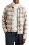 Reiss Varena Plaid Zip Shirt Jacket In Gray