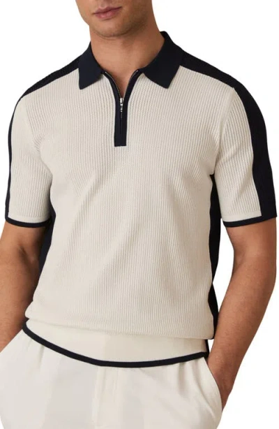 Reiss Varley Rib Colorblock Zip Polo Sweater In Multi