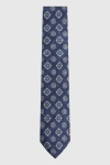 Reiss Vasari - Indigo Melange Silk Medallion Print Tie, In Blue