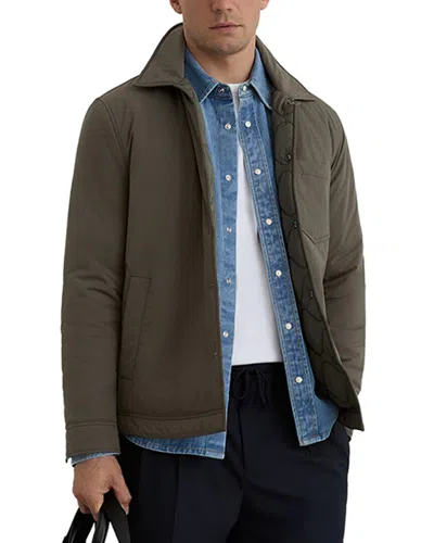 Reiss Vasey Nylon Quilted Ov Casual Shirt In Green
