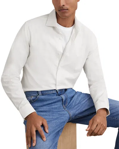 Reiss Velma Fine Corduroy Button Down Shirt In White