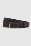 Reiss Brown Leather Plain In Chocolate
