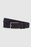Reiss Blue Leather Plain In Navy