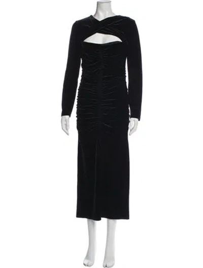 Pre-owned Reiss Velvet Long Dress In Brown