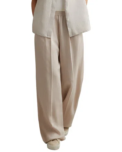 Reiss Vera Waistband Linen-blend Wide Leg Pant In Neutral