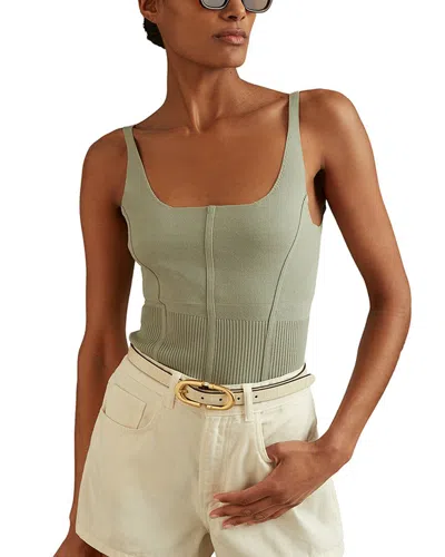 Reiss Verity Knit Top In Green