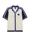 Reiss Vevo Cotton & Nylon Toweling Aperitif Jacquard Regular Fit Button Down Camp Shirt In White/blue