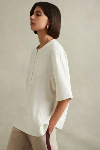 Reiss Ivory Relaxed Half Zip T-shirt