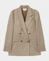 Reiss Womens Vida Double-breasted Houndstooth-check Wool Blazer Brown Check In Brown Check