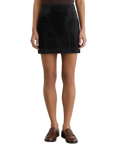 Reiss Vida Suede Patch Pocket Mini Skirt In Black