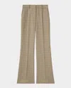 Reiss Vida Wide-leg Houndstooth Check Trousers In Brown Check