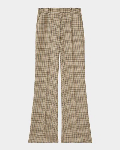 Reiss Vida Wide-leg Houndstooth Check Trousers In Brown