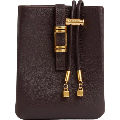 Reiss Vienna Leather Crossbody Phone Bag In Burgundy