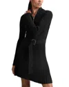 Reiss Vienna Half Zip Long Sleeve Rib Sweater Dress In Black