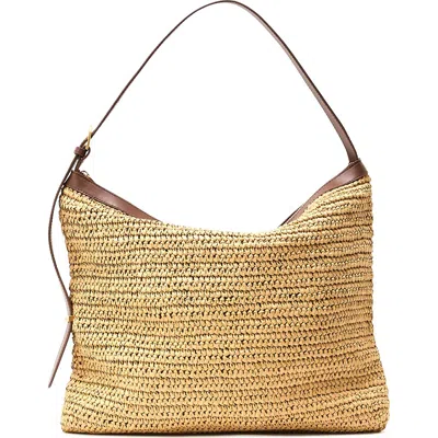 Reiss Vigo Raffia Shoulder Bag In Brown