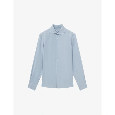 Reiss Mens Soft Blue Vincy Classic-fit Cotton Shirt