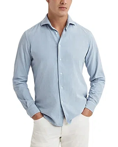 Reiss Vincy Cotton Corduroy Slim Fit Button Down Shirt In Soft Blue