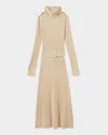 Reiss Womens Neutral Vinette Funnel-neck Slim-fit Ribbed Stretch-knit Midi Dress Xs In Neutral