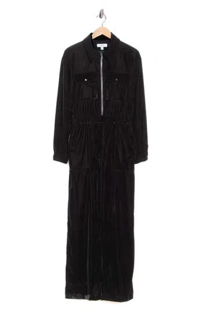 Reiss Vinnia Velvet Zip Jumpsuit In Black