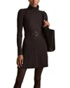 Reiss Brown Vinnie Roll-neck Ribbed Mini Dress In Brown