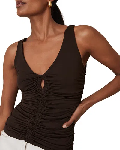 Reiss Vinny Ruched Tank In Brown