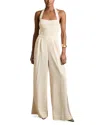 Reiss Womens Viola Embroidered Halterneck Wide-leg Woven Jumpsuit Cream In Cream