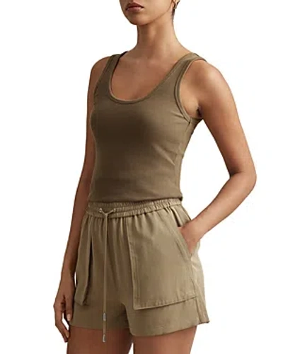 Reiss Womens Mocha Violet Scoop-neck Ribbed Stretch-cotton Vest In Khaki