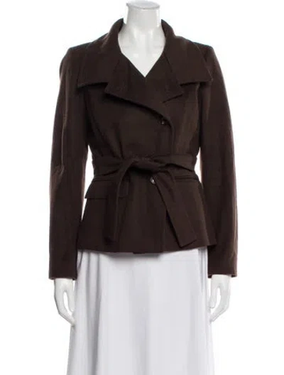 Pre-owned Reiss Virgin Wool Biker Jacket In Brown