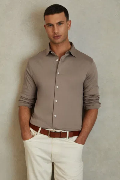 Reiss Viscount - Cinder Slim Fit Mercerised Cotton Jersey Shirt, Xs