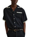 Reiss Vita Regular Fit Cuban Shirt In Navy/ecru