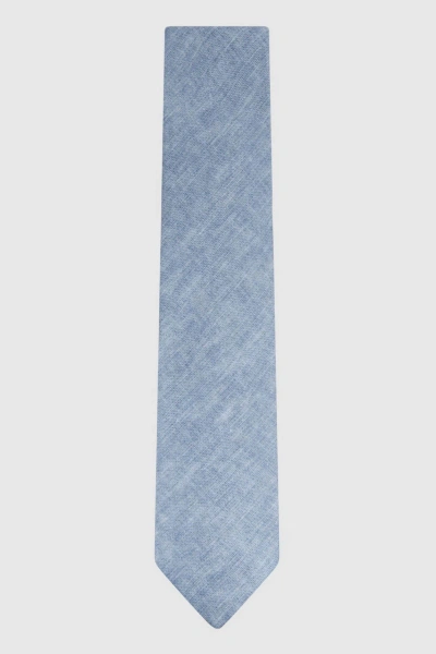 Reiss Vitali - Denim Melange Linen Tie, One In Blue