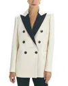 Reiss White Textured Double Breasted Blazer In Black