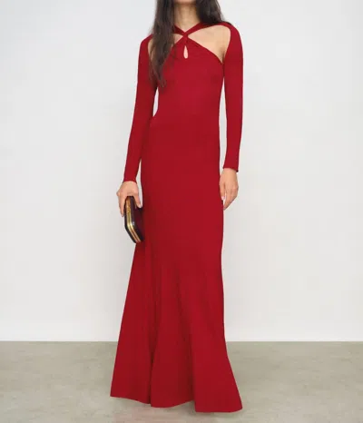 Reiss Womens Red Vivienne Cut-out Knitted Midi Dress