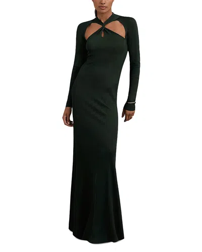 Reiss Vivienne Cut Out Knitted Maxi Dress In Green