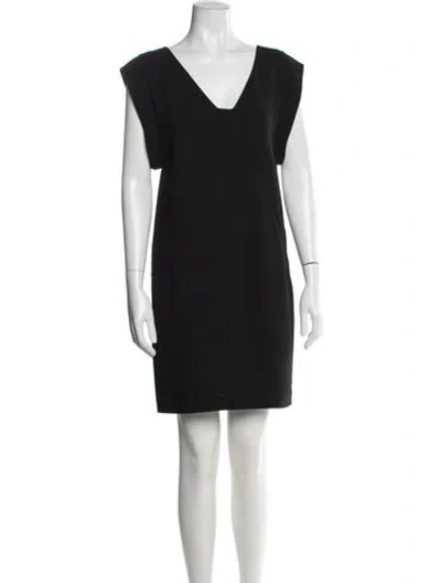 Pre-owned Reiss V-neck Knee-length Dress In Black