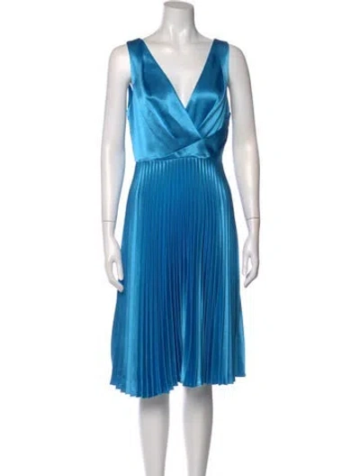 Pre-owned Reiss V-neck Knee-length Dress In Blue