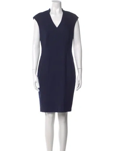 Pre-owned Reiss V-neck Knee-length Dress In Blue