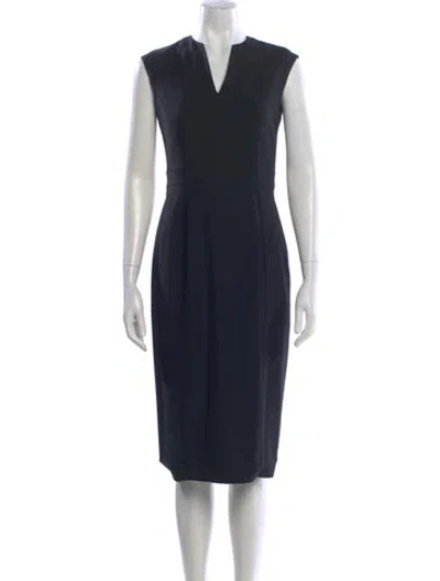 Pre-owned Reiss V-neck Knee-length Dress In Blue