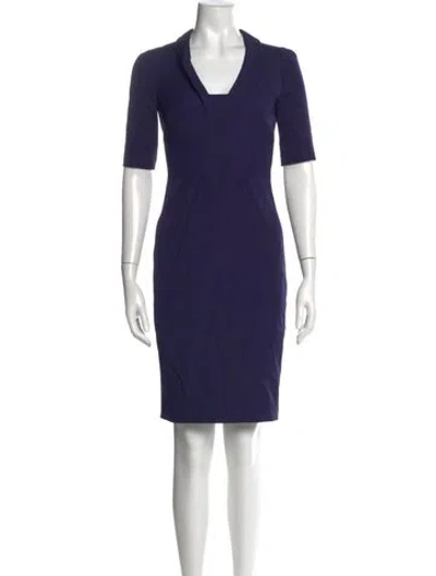 Pre-owned Reiss V-neck Knee-length Dress In Blue